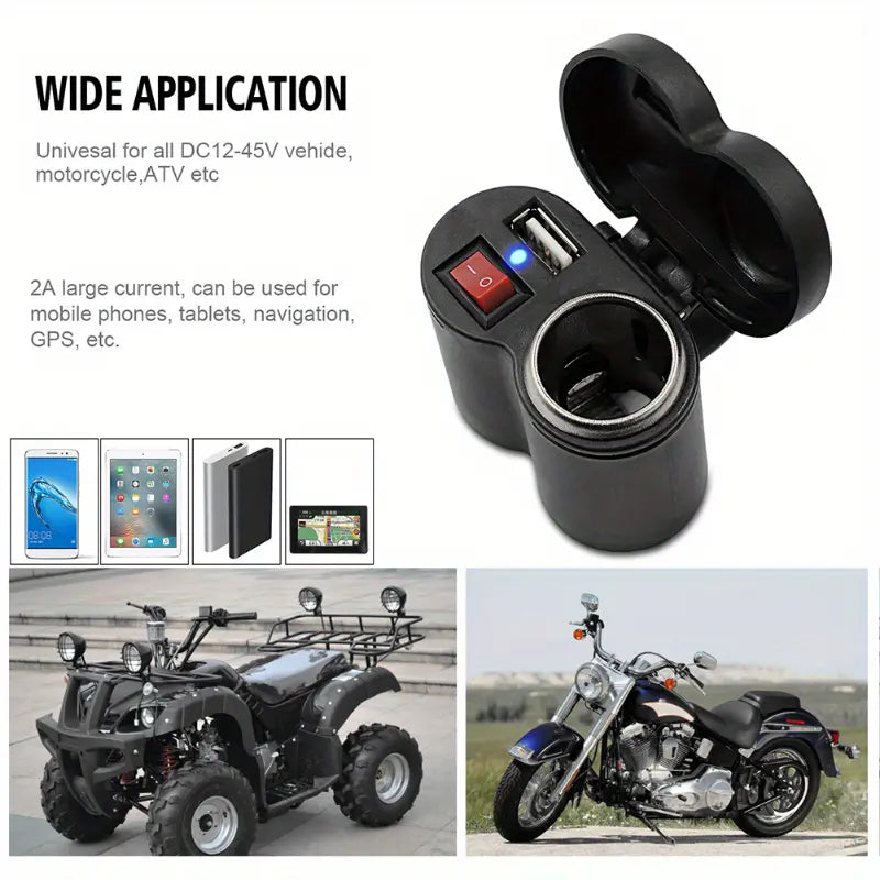 Multifunctional Motorcycle USB Charger and Lighter